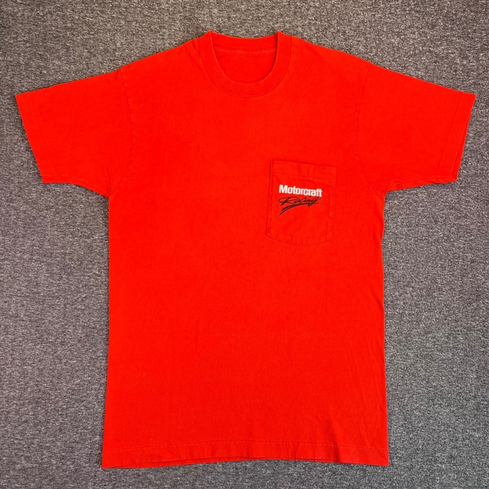 Motorcraft Racing Shirt Mens L Red Short Sleeve‎ Pocket Vintage 90s Casual Moto